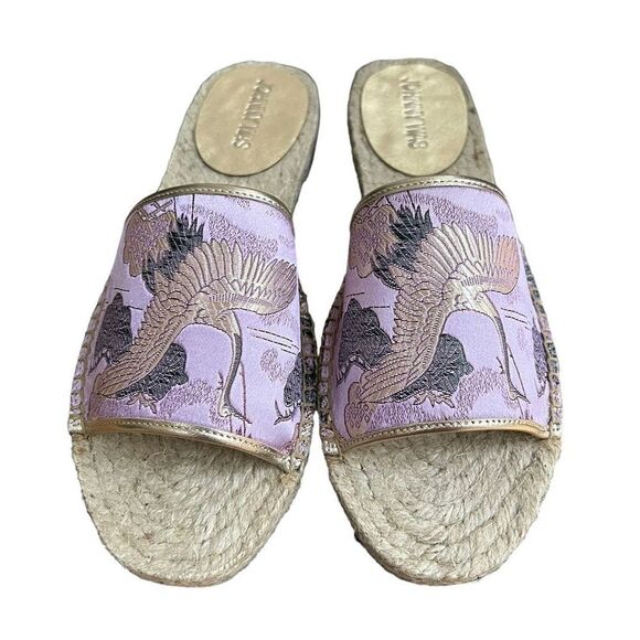 Johnny Was Lilac Crane Espadrille Sandals slides size 8 NWB - Picture 2 of 6